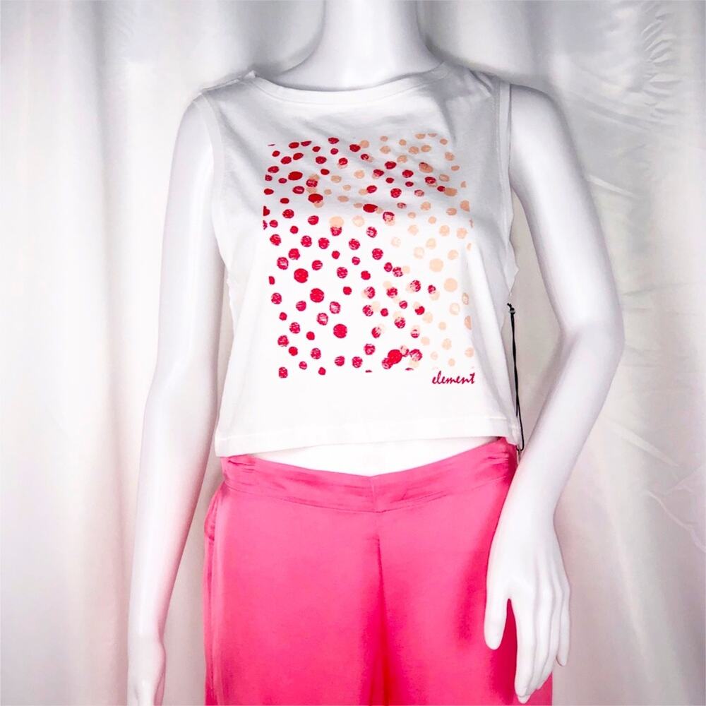 Element xMisato Suzuki White Pink & Red Dots Crop Size Small NWT